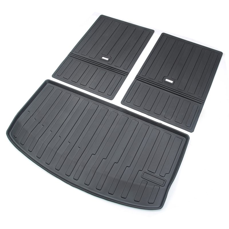 For Tesla Model Y 7-Seater 2021 2022 TPE Trunk Mat & Seats Anti-Kick Protector Cargo Liners Car Boot Frunk Lower Compartment Mat